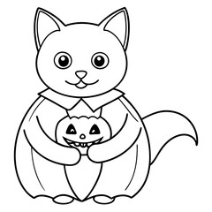 Cute Halloween Cat with Pumpkin Vector for Creative Projects
