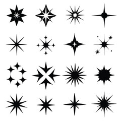 Star collection. Different stars set. Vector illustration
