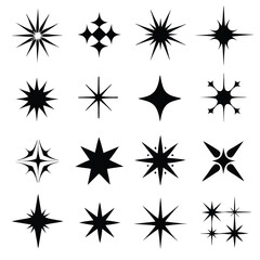 Star collection. Different stars set. Vector illustration