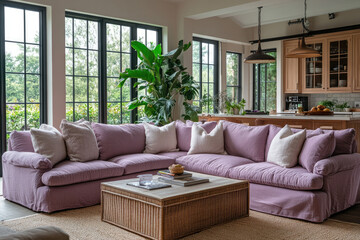 Fototapeta premium Modern living room and sofa furniture