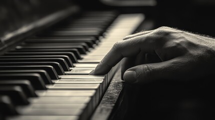 Fototapeta premium close-up of a hand pressing keys on a piano