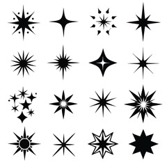 Star collection. Different stars set. Vector illustration