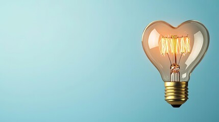 A heart-shaped light bulb glowing softly, symbolizing the fusion of passion and bright ideas, illustrating creativity driven by the heart