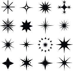 Star collection. Different stars set. Vector illustration
