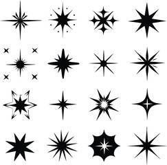 Star collection. Different stars set. Vector illustration