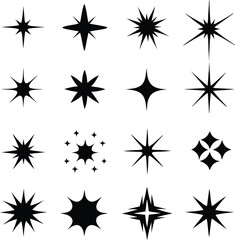 Star collection. Different stars set. Vector illustration