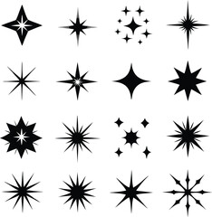 Star collection. Different stars set. Vector illustration