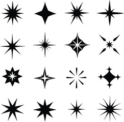 Star collection. Different stars set. Vector illustration