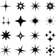 Star collection. Different stars set. Vector illustration