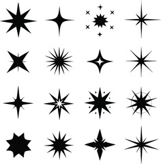 Star collection. Different stars set. Vector illustration