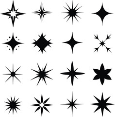 Star collection. Different stars set. Vector illustration