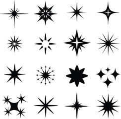 Star collection. Different stars set. Vector illustration