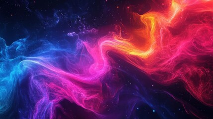 Colorful abstract swirling nebula in deep space with vibrant gradient hues