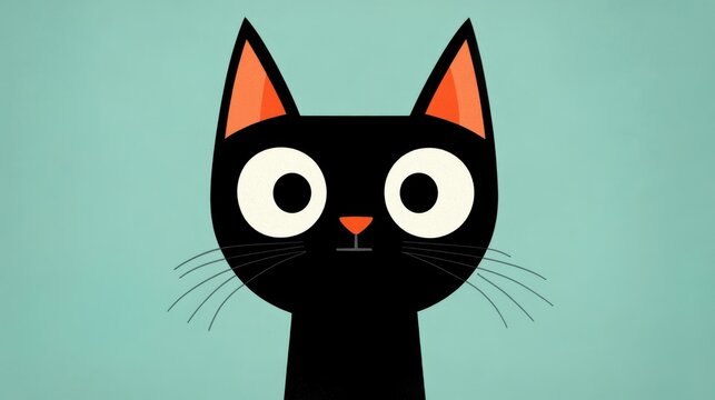 A whimsical cartoon cat, featuring unique textures and bright colors, brings a modern twist to classic feline charm.