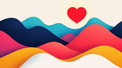 Naklejka premium Explore a stunning collection of abstract mountain landscapes, featuring diverse scenery and trendy flat art styles.