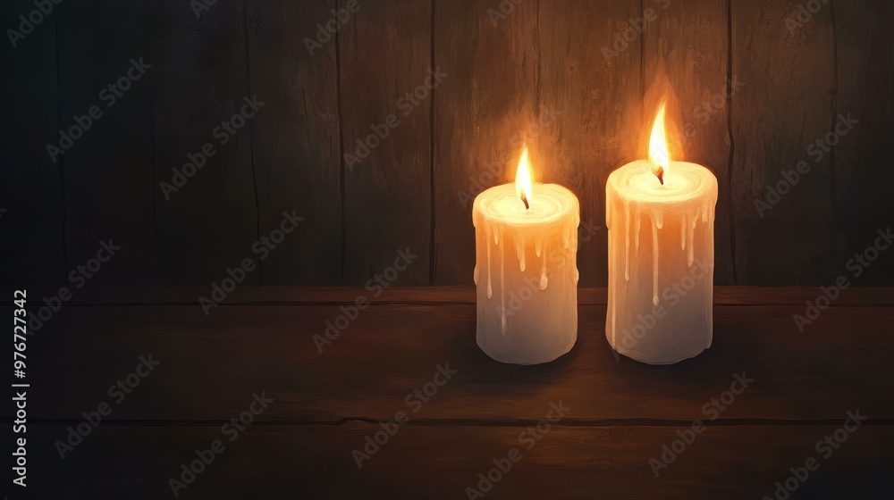 Canvas Prints Flickering candles in a dim room create a mysterious, nostalgic vibe, illuminating shadows and soft details.