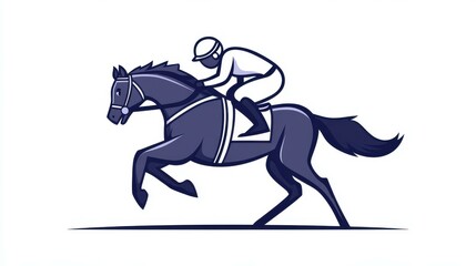 Fun cartoon horse and jockey design, perfect for tshirts, web graphics, and mobile apps. A playful vector illustration.
