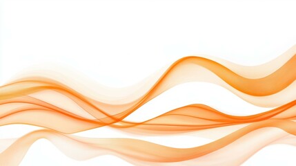 Fototapeta premium Vibrant orange wave lines surge across a white backdrop, illustrating a dynamic flow of data with a modern twist.