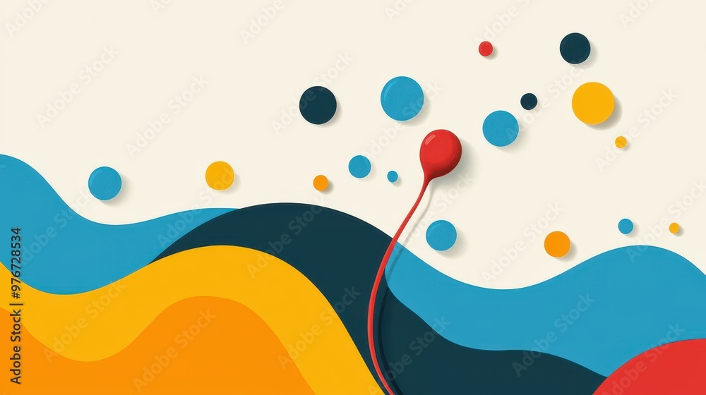 Sticker A vibrant, graphic of a sperm cell, blending modern flat design with playful textures and cartoon aesthetics.