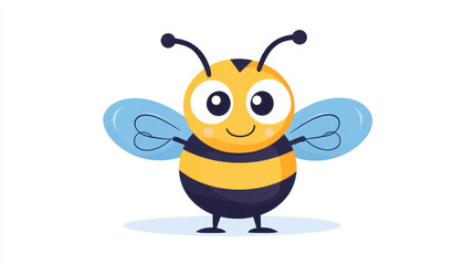 Obraz premium A delightful cartoon bee, showcasing a modern flat style with charming textures, perfect for playful designs.