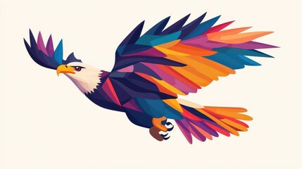 Obraz premium Vibrant eagle soaring high, a perfect blend of nature and art. Ideal for wildlife and freedomthemed designs.