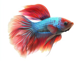 Fototapeta premium Vibrant betta fish showcasing stunning colors and flowing fins, perfect for aquarists and nature enthusiasts.