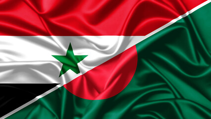 Obraz premium United waving flag of Syria and Bangladesh