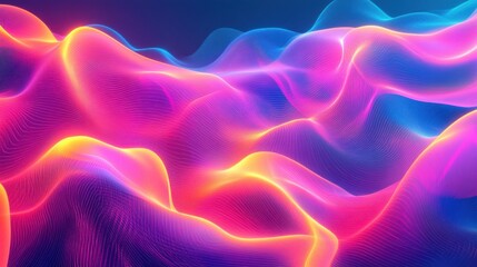 Obraz premium Vibrant abstract waves of light forming a colorful fluid design in digital art