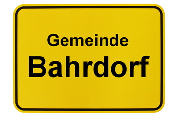 Illustration eines Ortsausgangsschildes der Gemeinde Bahrdorf in Niedersachsen