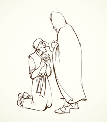 Vector drawing. Jesus heal the man