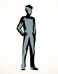 Vector drawing. Standing businessman sign