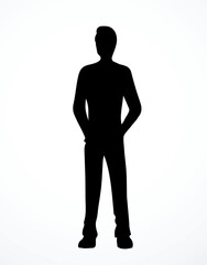 Vector drawing. Standing businessman sign