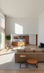 Fototapeta premium modern living room with fireplace