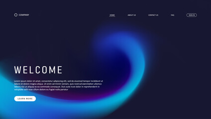 Abstract wave futuristic design of landing page. retro gradient mesh website design