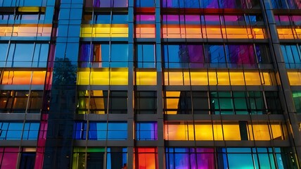 A vibrant stained glass window with intricate patterns and colorful mosaic designs, casting light through the old architecture, creating a decorative, artful atmosphere