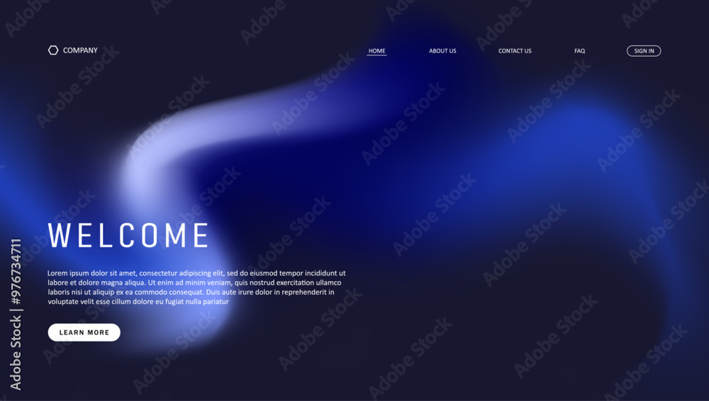 Wall mural abstract wave futuristic design of landing page. retro gradient mesh website design