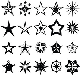 Star collection. Different stars set. Vector illustration