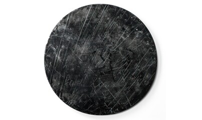 Scratched black round texture isolated on a white background. Abstract design element for print.