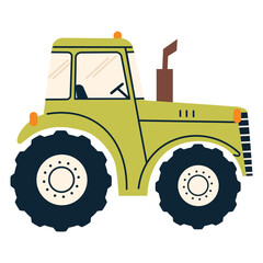 Naklejka premium Flat vector illustration on white background. Cute tractor. Vector illustration