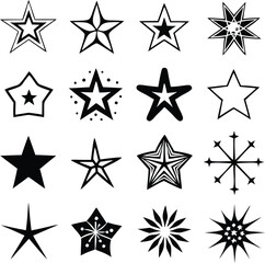 Star collection. Different stars set. Vector illustration