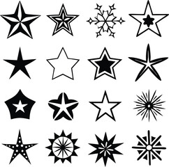 Star collection. Different stars set. Vector illustration