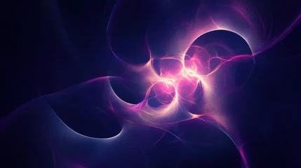 Abstract purple and pink fractal art with glowing circular patterns in dark background