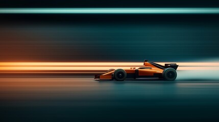 Blur of Speed: Orange Formula One Race Car in Motion 