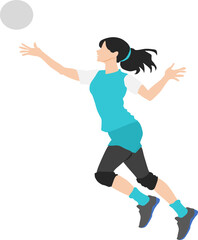 バレーボールをする女性のイラスト