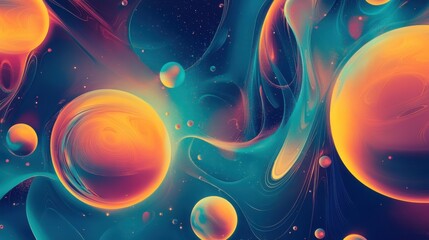 Abstract cosmic scene with vibrant planets in neon cosmic space futuristic galaxy concept