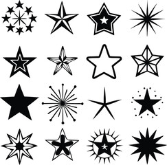 Star collection. Different stars set. Vector illustration