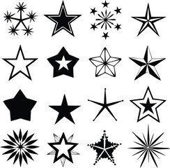Star collection. Different stars set. Vector illustration