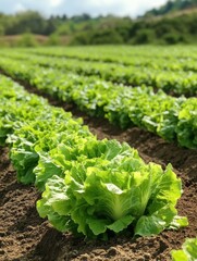 Fresh Green Lettuce Growing in a Field