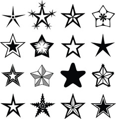 Star collection. Different stars set. Vector illustration