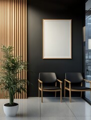 Minimalist Lobby Interior Design with Two Chairs and a Blank Canvas